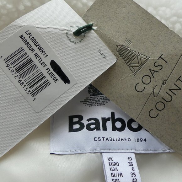 Barbour Netley Fleece White Coast to Country Short Jacket USA Size 6 - Picture 10 of 13